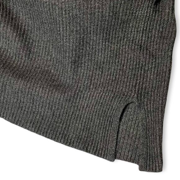 Y2K Cropped Mock Turtleneck Heather Gray Ribbed Sweater Women’s S Winter - Picture 6 of 10
